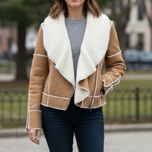 Powder River Outfitters Faux‎ Shearling collar Boho Jacket Small Cabincore